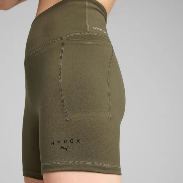 Womens PUMA x HYROX Cloudspun 3" Short Tight - Green