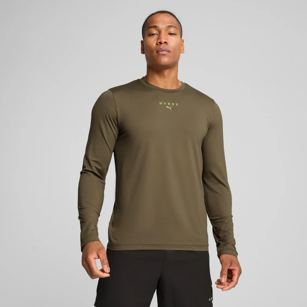 Mens PUMA x HYROX Cloudspun LS Tee - Green - S Image 1