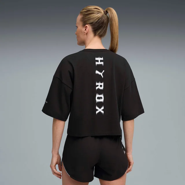 Womens PUMA x HYROX CROPPED LIFESTYLE TEE - Black