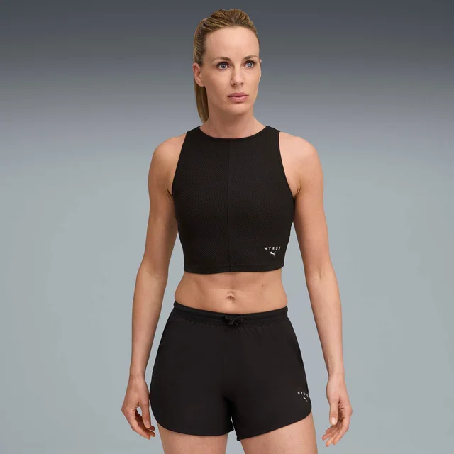 Womens PUMA x HYROX RIB CROP TANK - Black